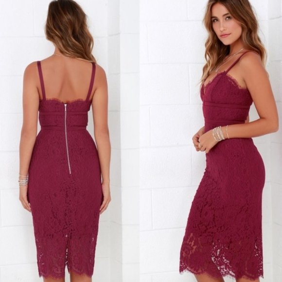 Keepsake the Label Berry Red Burgundy Lace Corset Dress Sweetheart Midi XS - Picture 10 of 11